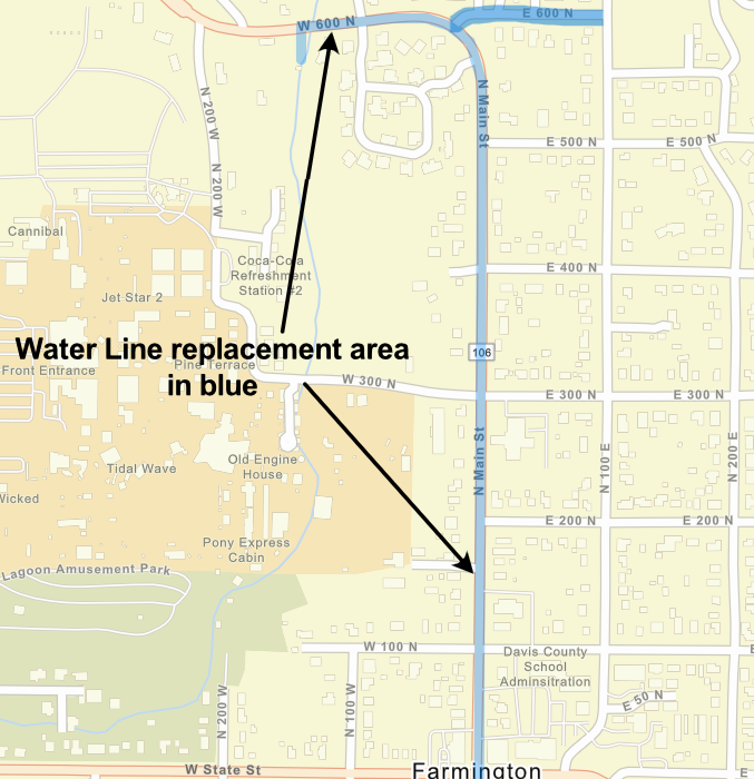 Map of Water Line Replacement Area