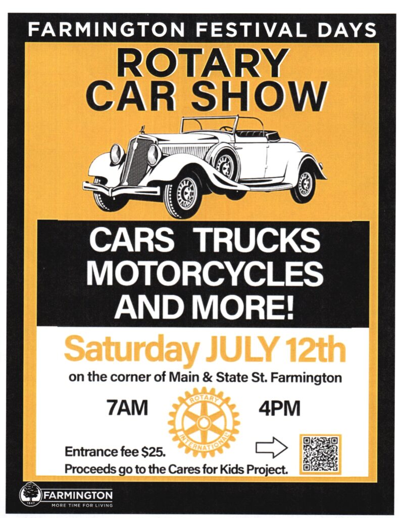 car show 2025 Saturday, July 12th 7am to 4pm, entrance fee is $25, corner of Main and State